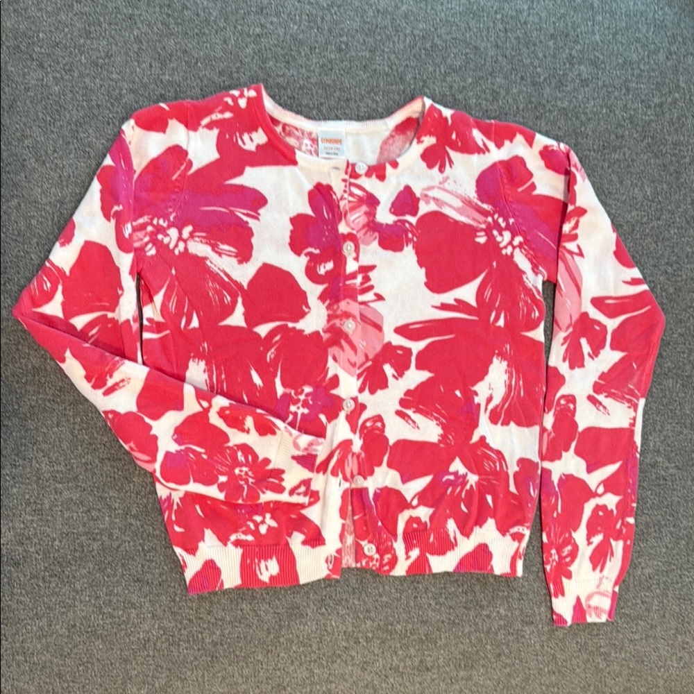 Gymboree Pink and White Cardigan Sweater with Long Sleeves